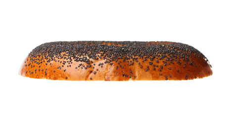 Half of delicious fresh bagel isolated on white