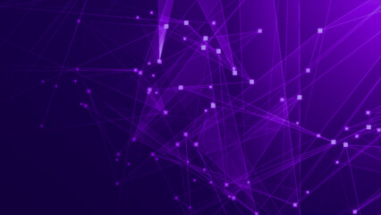 Abstract purple violet polygonal 3d rendering network technology background.