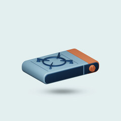 Minimalist 3d rendering stove illustration