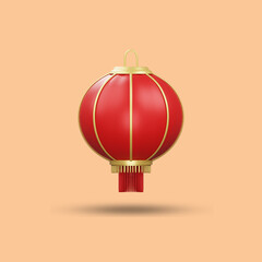 Obraz premium Minimalist 3d rendering red lantern chinese illustration
