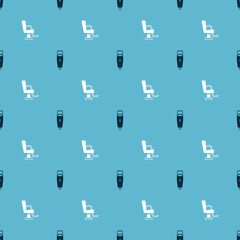 Set Hair clipper and Barbershop chair on seamless pattern. Vector