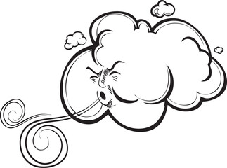 Stylized cloud creating wind