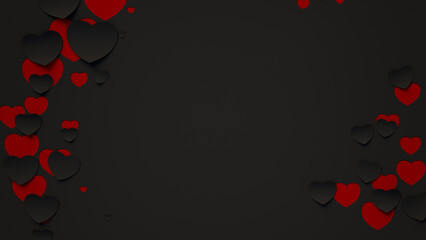 Valentine's Day Background with Paper cut-out hearts. Romantic Wallpaper with copy space.
