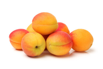 Fresh apricot fruits isolated on white background