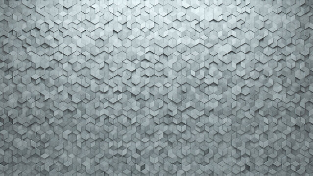 Diamond Shaped, Concrete Wall background with tiles. Polished, tile Wallpaper with Futuristic, 3D blocks. 3D Render