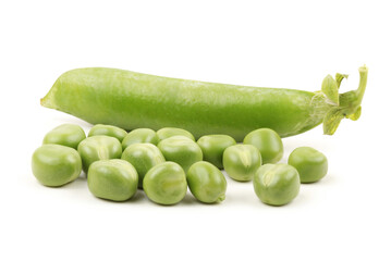 Fresh peas isolated on white background 