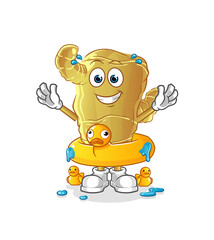 Ginger with duck buoy cartoon. cartoon mascot vector