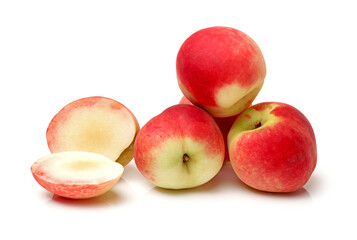 ripe peach on white background