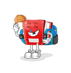 book goes to school vector. cartoon character