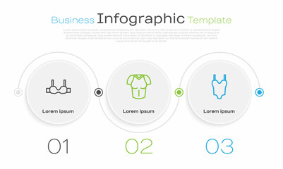 Set line Bra, T-shirt and Swimsuit. Business infographic template. Vector