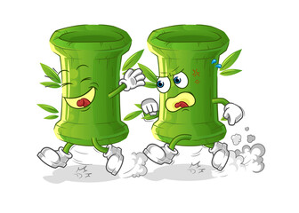 bamboo play chase cartoon. cartoon mascot vector