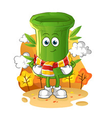 bamboo in the autumn. cartoon mascot vector