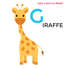 Fototapeta premium Animal alphabet or reading education animal names. Cute Animal Alphabet. lion, fox, elephant, horse, giraffe, sea lion
