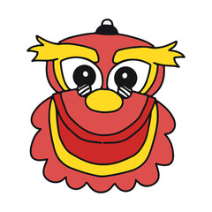 Set of doodles on chinese new year element. black and color hand drawn chinese newyear 2022
