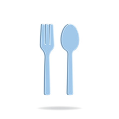 Fork and spoon 3d icon isolated. Vector illustration
