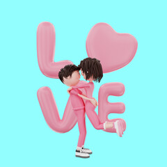3d character couple valentine illustration object