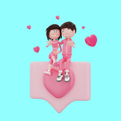 3d character couple valentine illustration object