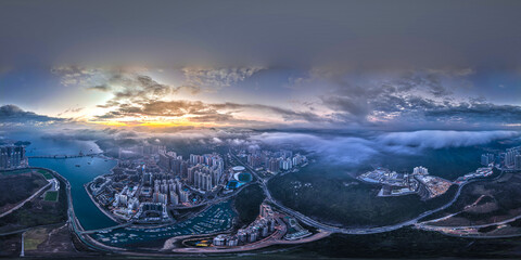 2:1 aspect ratio, 360 Panorama photo of Hong Kong city. For view in VR devices