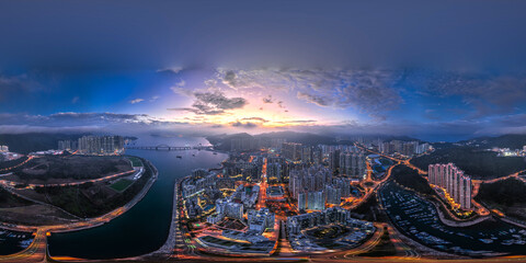 2:1 aspect ratio, 360 Panorama photo of Hong Kong city. For view in VR devices