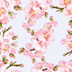 Fototapeta na wymiar beautiful seamless pattern cherry blossom flower