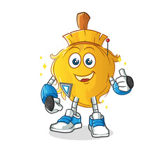 broom robot character. cartoon mascot vector