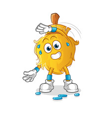 broom stretching character. cartoon mascot vector