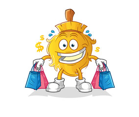 broom shoping mascot. cartoon vector