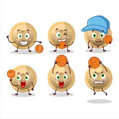 Talented chinese coin cartoon character as a basketball athlete