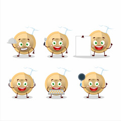 Cartoon character of chinese coin with various chef emoticons