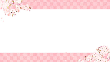 Oriental background material with cherry blossoms and traditional patterns