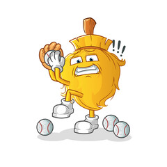 broom baseball pitcher cartoon. cartoon mascot vector