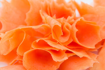 spiral carrot slices garnish closeup selective focus