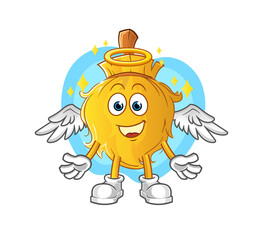 broom angel with wings vector. cartoon character