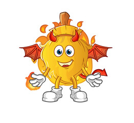 broom demon with wings character. cartoon mascot vector