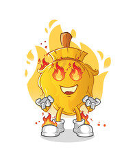 broom on fire mascot. cartoon vector