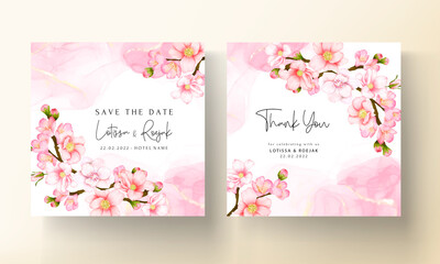 Fototapeta na wymiar wedding invitation card set with beautiful pink flower