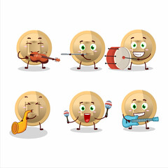 Cartoon character of chinese coin playing some musical instruments