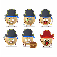 Cartoon character of chinese coin with various pirates emoticons