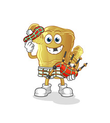 Ginger scottish with bagpipes vector. cartoon character