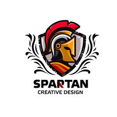 spartan helmet with shield logo vector