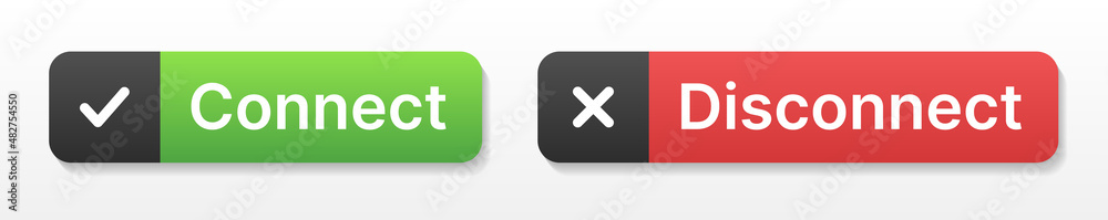 Poster Connect and Disconnect buttons vector set.