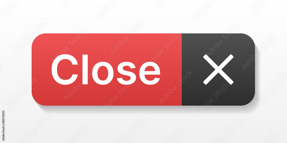 Poster Close square red push button.