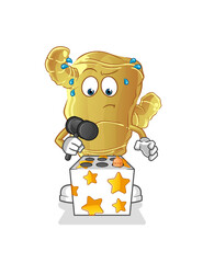 Ginger play whack a mole mascot. cartoon vector