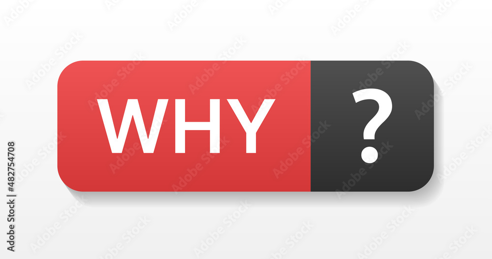 Aufkleber Why button with question mark icon.