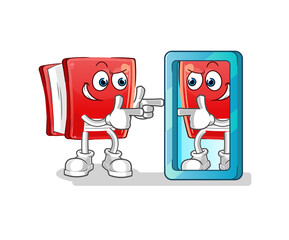 book looking into mirror cartoon. cartoon mascot vector