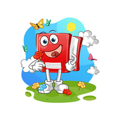 book pick flowers in spring. character vector