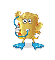 Ginger diver cartoon. cartoon mascot vector