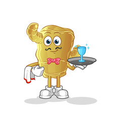 Ginger waiter cartoon. cartoon mascot vector