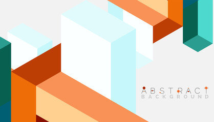 Abstract background. 3d cubes, cubic elements and blocks. Techno or business concept for wallpaper, banner, background, landing page