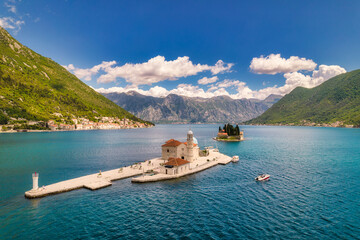 Saint George Island and Church of Our Lady of the Rocks in Perast; Montenegro - 482755313